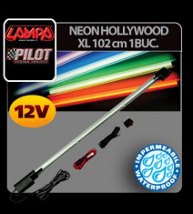 Neon Hollywood sub masina XL 102 cm 1 buc 12V - Violet - CRD-LAM73412 Auto Lux Edition foto