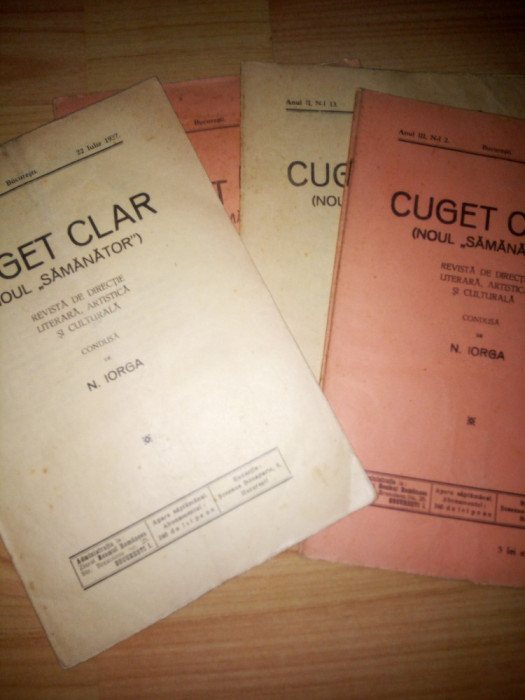 4 reviste CUGET CLAR (NOUL SAMANATOR) - Nicolae Iorga 1937-1938
