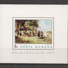 Romania 1971 - Balcanfila III. PICTURA Th. Aman - Hora, colita MNH, D31