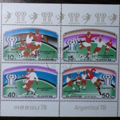 KOREA 1982 - C. M. DE FOTBAL ARGENTINA 1978. BLOC DE 4 STAMPILAT, A24