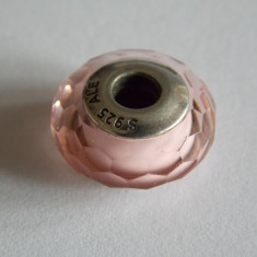 Talisman Pandora din argint si sticla murano fatetata- 791729NBP-pink blush