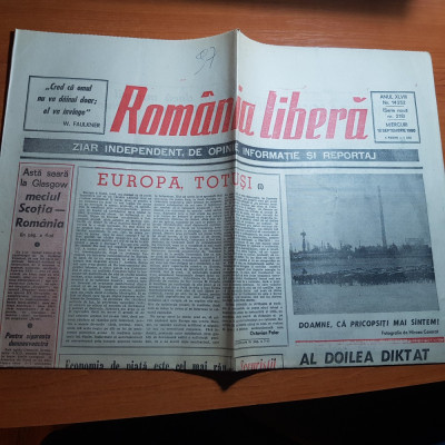 ziarul romania libera 12 septembrie 1990-art. &amp;quot;europa,totusi&amp;quot; de octavian paler foto