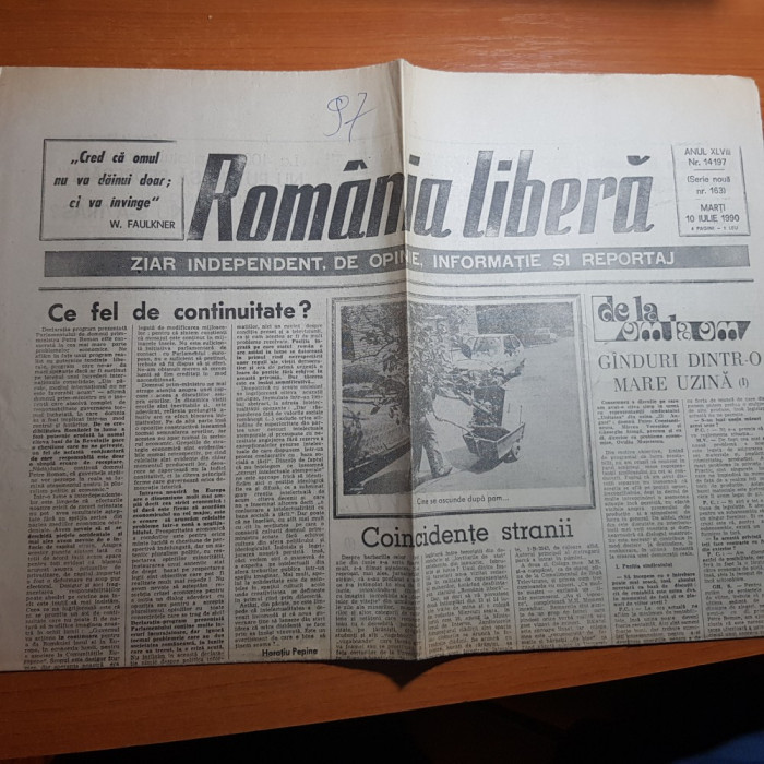 romania libera 10 iulie 1990-articolul &quot; scrisoare de la stei &quot;