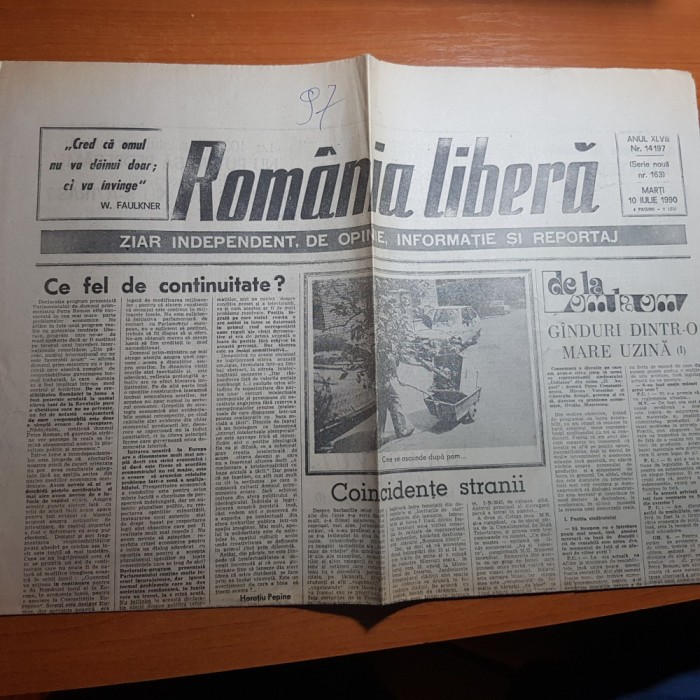 romania libera 10 iulie 1990-articolul &quot; scrisoare de la stei &quot;