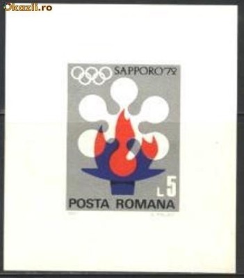 ROMANIA - J.O. DE IARNA SAPPORO, colita nestampilata, D24 foto