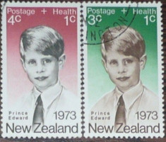 NEW ZEALAND - PRINTUL EDWARD. 2 TIMBRE STAMPILATE, AC2 foto