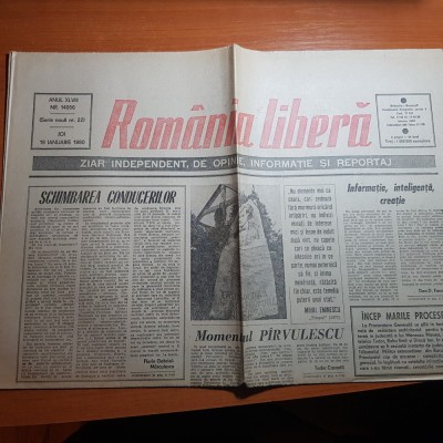 ziarul romania libera 18 ianuarie 1990-art. revolutie,incep marile procese foto