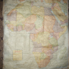 Harta veche a Africii -hartie panzata ,dim. 82 x 96 cm Ed. Rand M Nally Comp