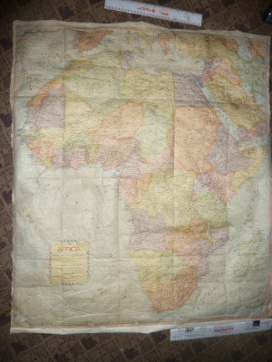 Harta veche a Africii -hartie panzata ,dim. 82 x 96 cm Ed. Rand M Nally Comp foto
