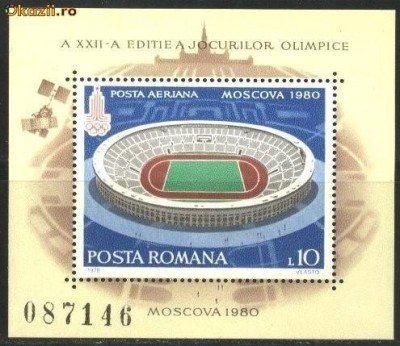 Romania 1979 - PREOLIMPIADA MOSCOVA 1980, colita DT nestampilata, D30 foto