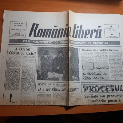 ziarul romania libera 6 februarie 1990-articolul &amp;quot; a existat consiliul FSN &amp;quot; foto