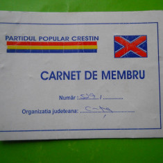 HOPCT CARNET DE MEMBRU PARTIDUL POPULAR CRESTIN -CONSTANTA ROSCA NICOLAE 2002
