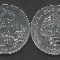 ROMANIA RSR 25 BANI 1982 [2] XF++ , livrare in cartonas