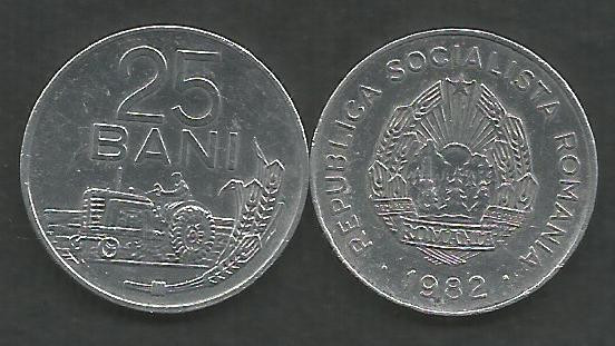 ROMANIA RSR 25 BANI 1982 [2] XF++ , livrare in cartonas