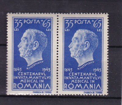 ROMANIA 1944 LP162 CENTENARUL INVATAMANTULUI MEDICAL-DR N KRETULESCU PERECHE MNH foto