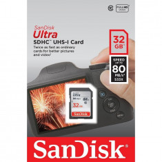 Card memorie SDHC SDSDUNC-032G-GN6IN, SanDisk Ultra,32GB, Class 10, UHS-I, Read: up to 80MB/s foto