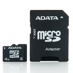 MicroSDHC 4GB (Class 4) + adaptor SD Adata &amp;quot;AUSDH4GCL4-RA1&amp;quot; foto