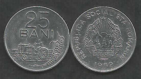 ROMANIA RSR 25 BANI 1982 [3] XF+ , livrare in cartonas