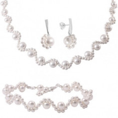 Pearl Lace Set bijuterii mireasa cu perle foto