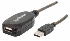 Cablu extensie activa USB, Hi-Speed USB 2.0, 10 m, A-male/A-female, Black, Blister &amp;quot;150248&amp;quot; foto