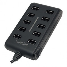 HUB USB 2.0 extern, 10*USB, incl. alimentare 3.5A, black, Logilink &amp;quot;UA0125&amp;quot; foto