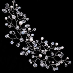 &amp;quot;Zweig&amp;quot; Bridal Hair Accessory cu cristale swarovski si perle foto