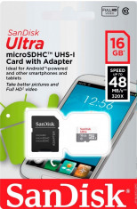 Card de Memorie SanDisk Micro SDHC Ultra 16GB UHS-I U1 Class 10 48 MB/s foto