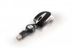 MOUSE Verbatim USB &amp;quot;Go Mini Optical Travel Mouse&amp;quot; cablu retractabil black &amp;amp; silver &amp;quot;49020&amp;quot; foto