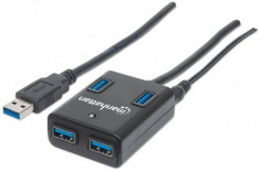 HUB USB 3.0 extern, SuperSpeed, incl. alimentare, Black, 4 Ports, Blister... foto