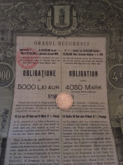 5000 Lei Aur Obligatiune Bucuresci extrem de rara 1898 foto