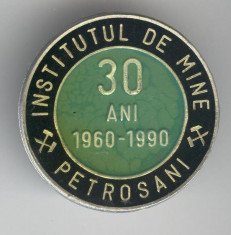 Insigna MINERIT - Institutul de MINE Petrosani - Aniversare 30 de ani foto