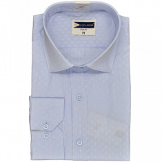 Camasa barbati, Albastru cu imprimeu Alb, Slim Fit , Lucardini, Cod: 0159 Blue (Marime camasa Slim Fit: M) foto