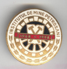 Insigna MINERIT - 1968-1998 INSTITUTUL de MINE - PETROSANI foto