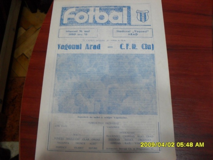 program Vagonul Arad - CFR Cluj