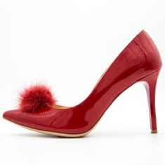 Pantofi dama stileto rosii,Cod:002 Puf Rosu (Culoare: Rosu, Inaltime toc (cm): 9, Marime Incaltaminte: 38) foto