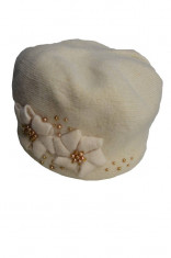 Bereta eleganta de dama cu aplicatii de perle, nuanta de crem (Culoare: CREM, Marime: UNIVERSAL) foto