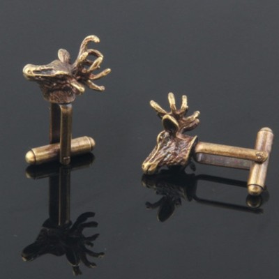 Butoni camasa model CERB tematica vanatoare aspect bronz + ambalaj cadou foto
