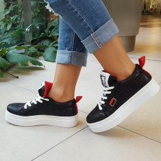 Sneakersi negrii dama,Cod:Cor.1-2016 Black (Culoare: Negru, Marime Incaltaminte: 40) foto