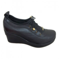 Pantofi de toamna, de culoare negri cu inserti de elastic (Culoare: NEGRU, Marime: 39) foto