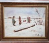 VICTOR MIHĂILESCU CRAIU - ARTIST PLASTIC IESEAN - IARNA LA VANATOARE - 1969 - ulei/carton, Natura, Realism