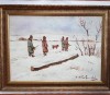 VICTOR MIHĂILESCU CRAIU - ARTIST,PICTOR IESEAN - IARNA LA VANATOARE-ulei/carton, Natura, Realism