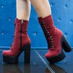 Botine dama Bordo Suede,Cod:Cor.545 Bordo Suede (Culoare: Bordo, Inaltime toc (cm): 14, Marime Incaltaminte: 38) foto