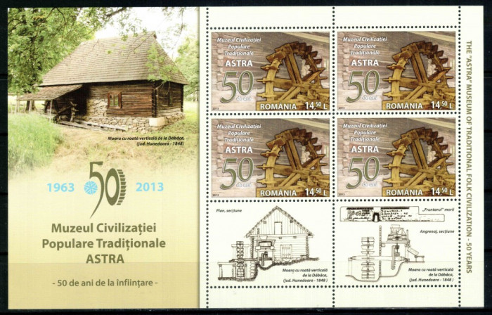 Romania 2013, LP 2001 b, Muzeul ASTRA 50 de ani, minicoala, MNH! LP 75,40 lei