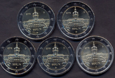 monede GERMANIA 2018, 5x2 euro comemorative (ADFGJ) Palatul Charlottenburg - UNC foto