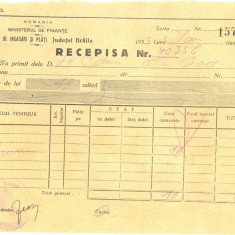 Z406 DOCUMENT VECHI-RECEPISA SCOALA COMERCIALA ELEMENTARA DE BAIETI, BRAILA 1935