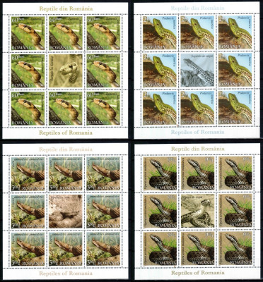 Romania 2011, LP 1887 d, Reptile din Romania, minicoli, MNH! LP 157,04 lei foto