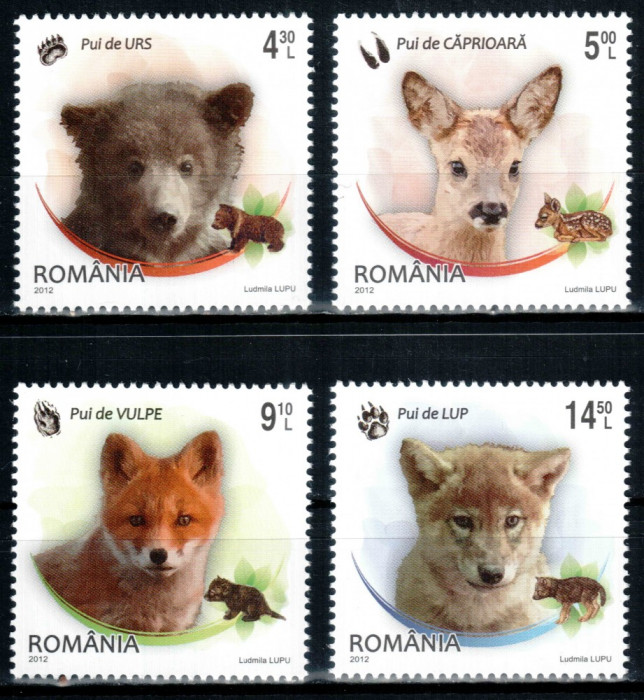 Romania 2012, LP 1960, Pui de animale salbatice, seria, MNH! LP 39,50 lei