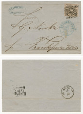 BRAUNSCHWEIG Germania Michel #8b pe scrisoare 1859 + certificat de autenticitate foto