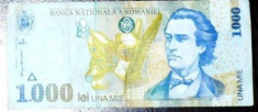 ROMANIA 1998 - BANCNOTA DE 1000 LEI VF+ foto