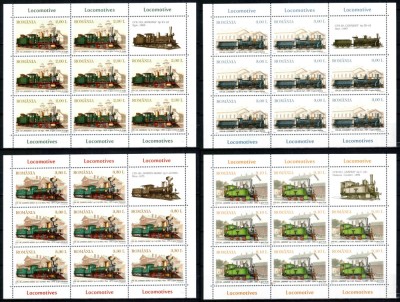 Romania 2011, LP 1912 c, Locomotive, minicoli de 8 + vinieta, MNH! LP 180,95 lei foto